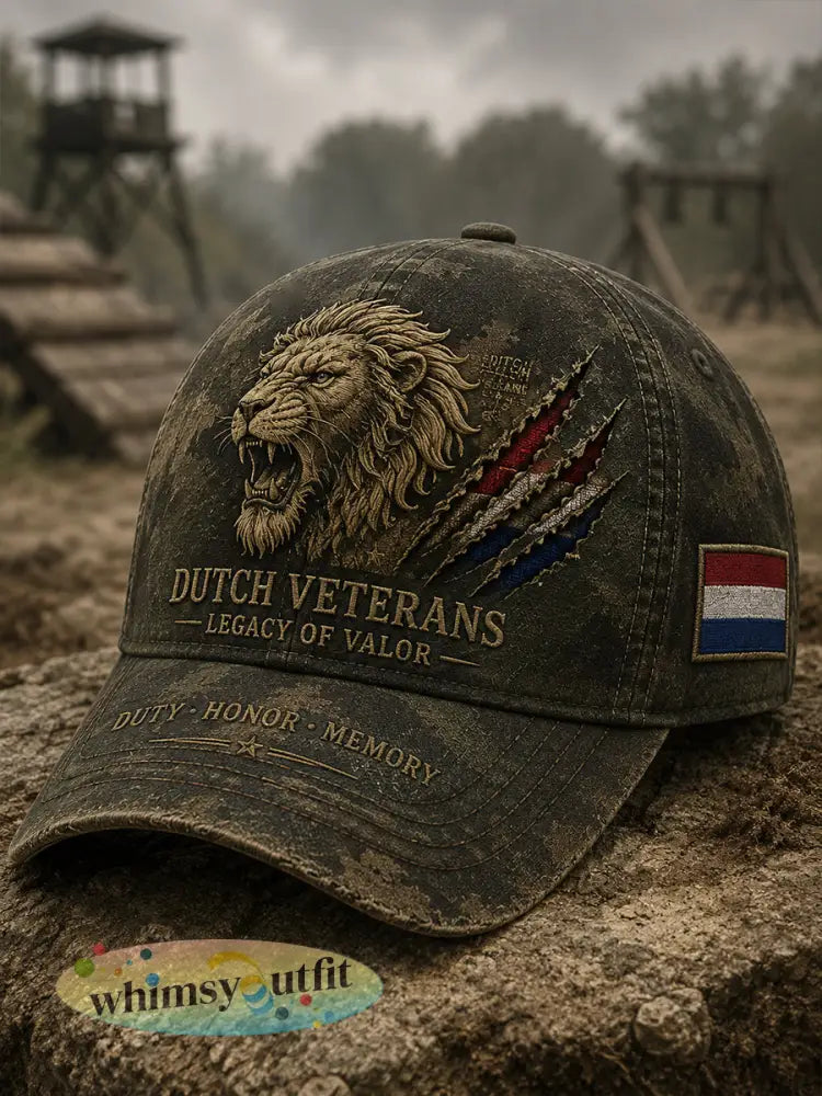 Herenpet met retrocamouflage en veteranelementenprint - A / ÉÉN
