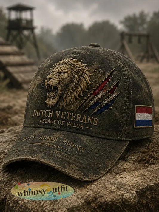 Herenpet met retrocamouflage en veteranelementenprint - A / ÉÉN