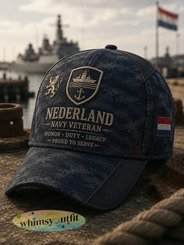 Herenpet met retrocamouflage en veteranelementenprint - A / ÉÉN