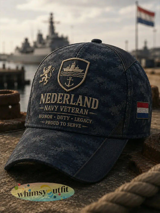 Herenpet met retrocamouflage en veteranelementenprint - A / ÉÉN