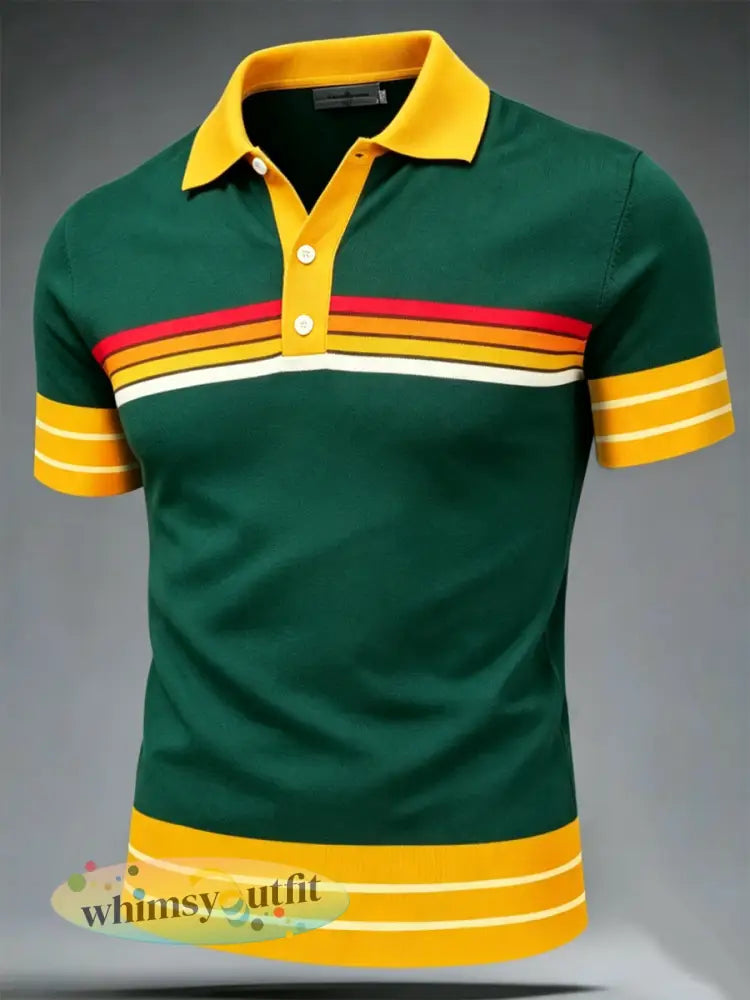 Herenpolo in retrostijl - Groen / S