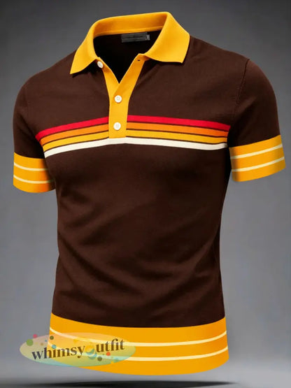 Herenpolo in retrostijl - Koffie / S