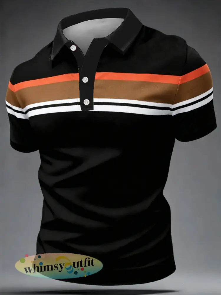 Herenpolo in retrostijl - Zwart / S