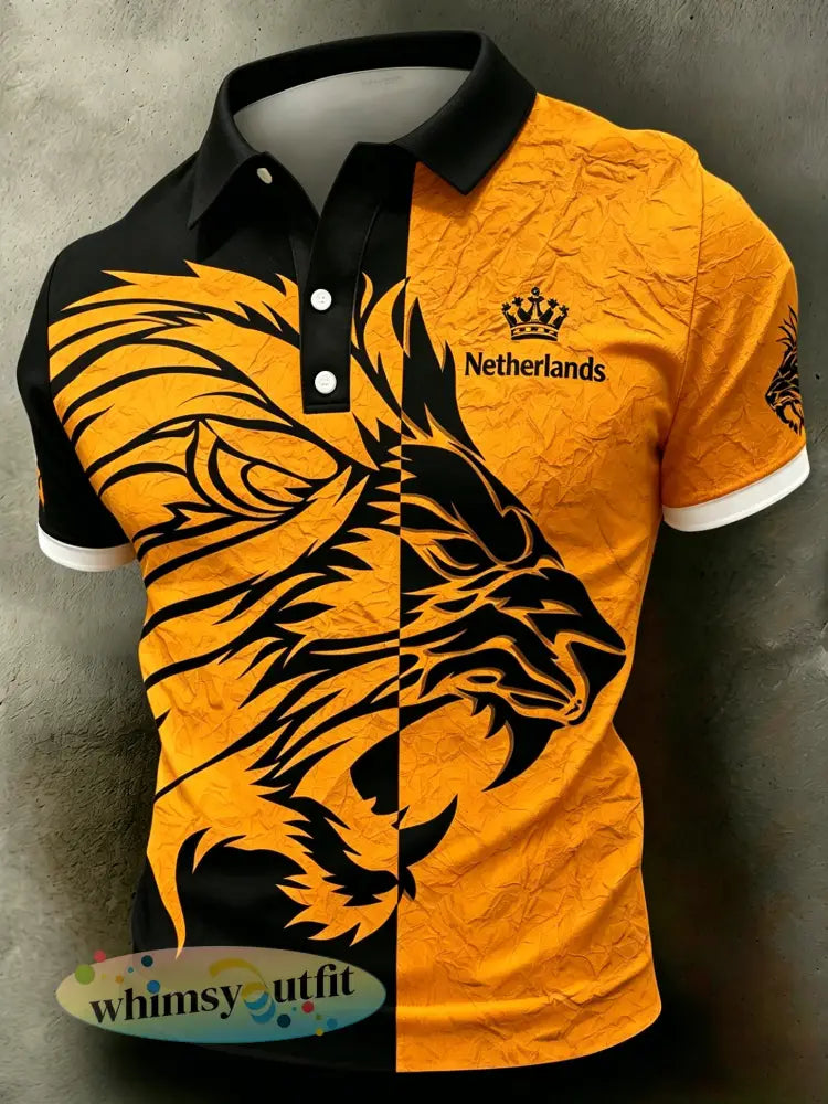 Herenpolo met artistieke print ter ere van Koningsdag - A / S