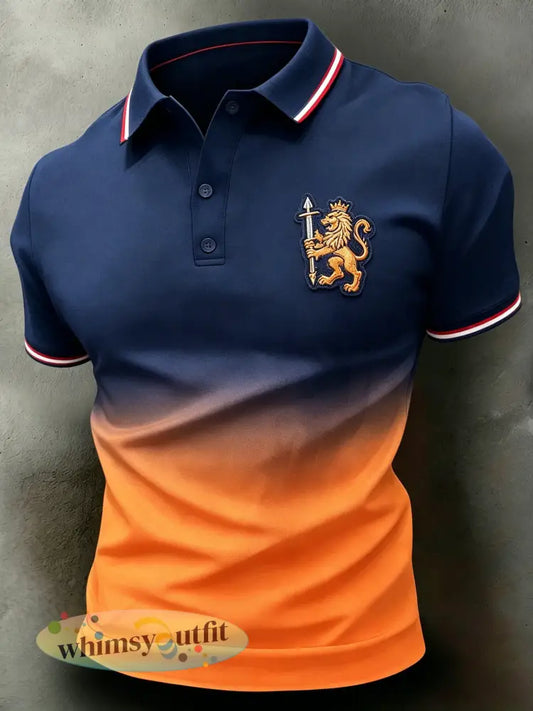 Herenpolo met artistieke print ter ere van Koningsdag - A / S