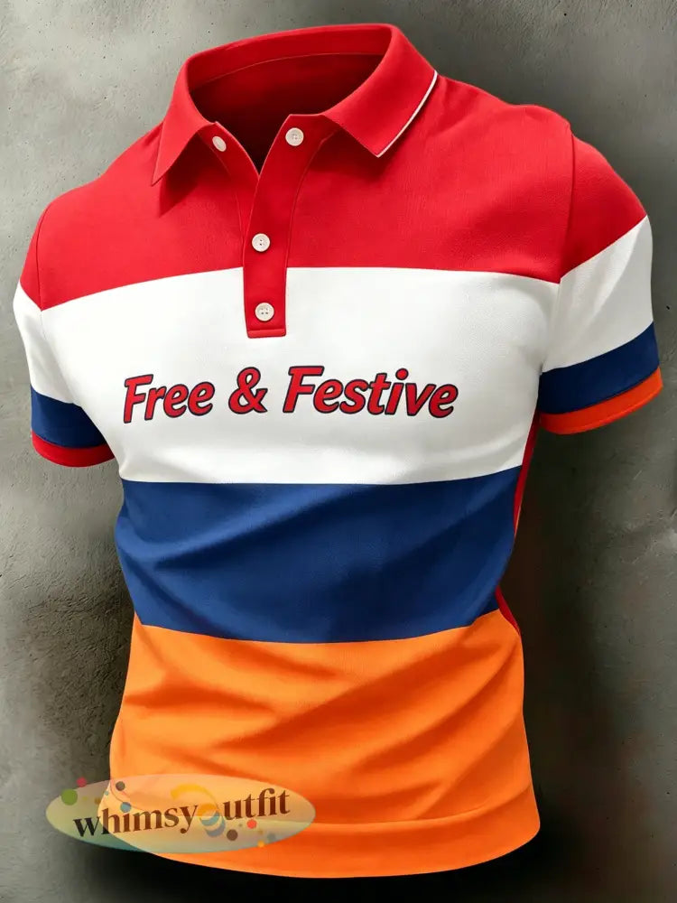 Herenpolo met artistieke print ter ere van Koningsdag - A / S