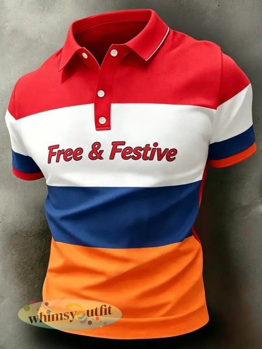 Herenpolo met artistieke print ter ere van Koningsdag - A / S