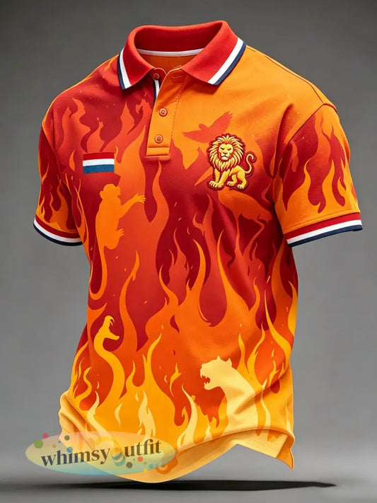 Herenpolo met artistieke print ter herinnering aan Koningsdag - A / S
