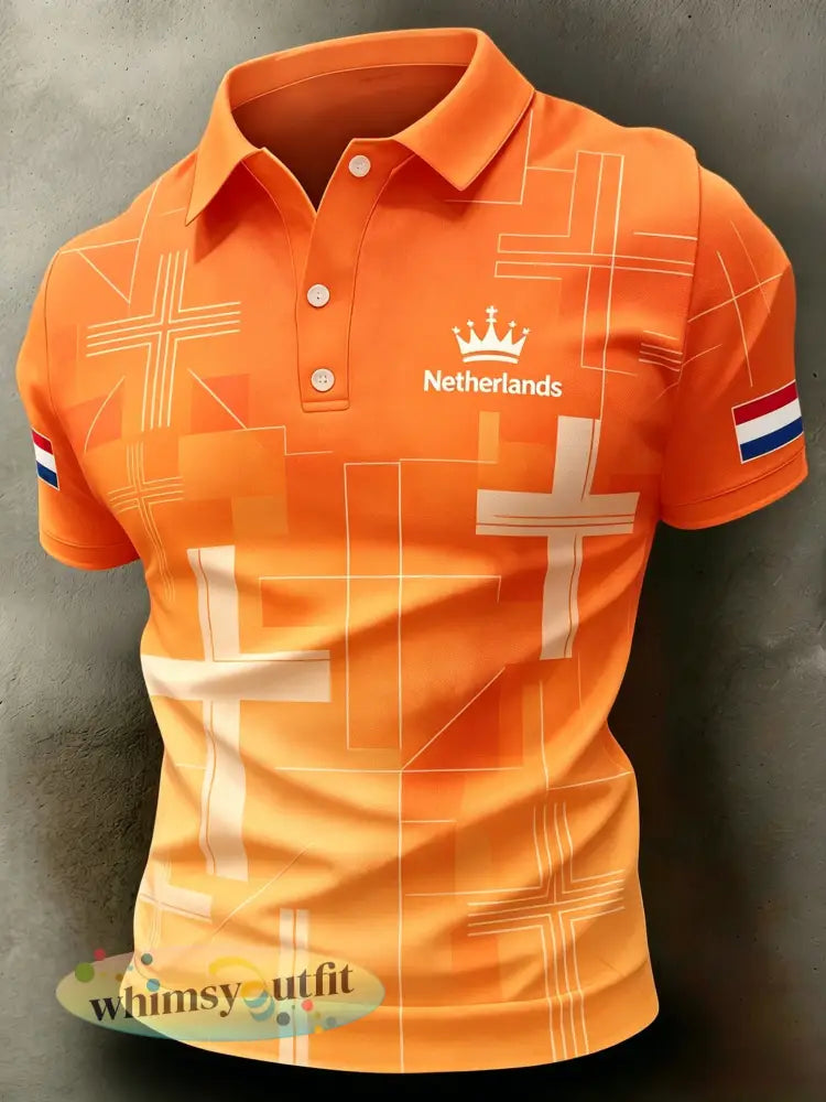 Herenpolo met artistieke print ter herinnering aan Koningsdag - A / S