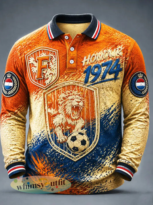 Herenpolo met graffiti-print van de Nederlandse voetbalclub Feyenoord casual en langmouwig - Veelkleurig / S