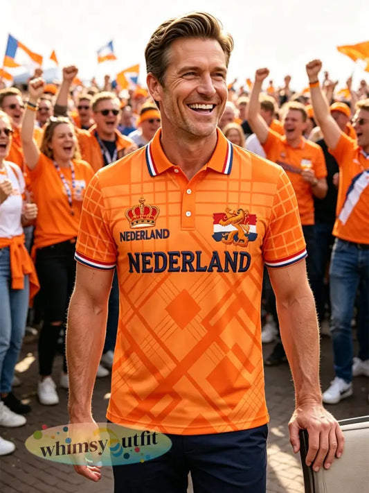 Herenpolo met koningsdagprint