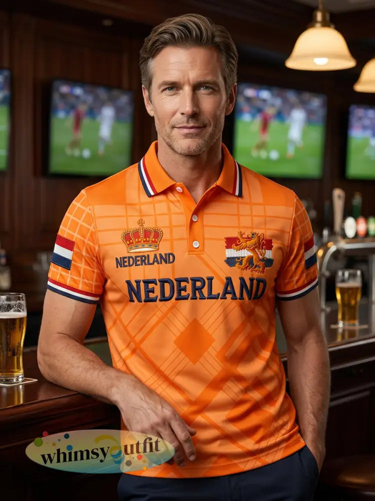 Herenpolo met koningsdagprint