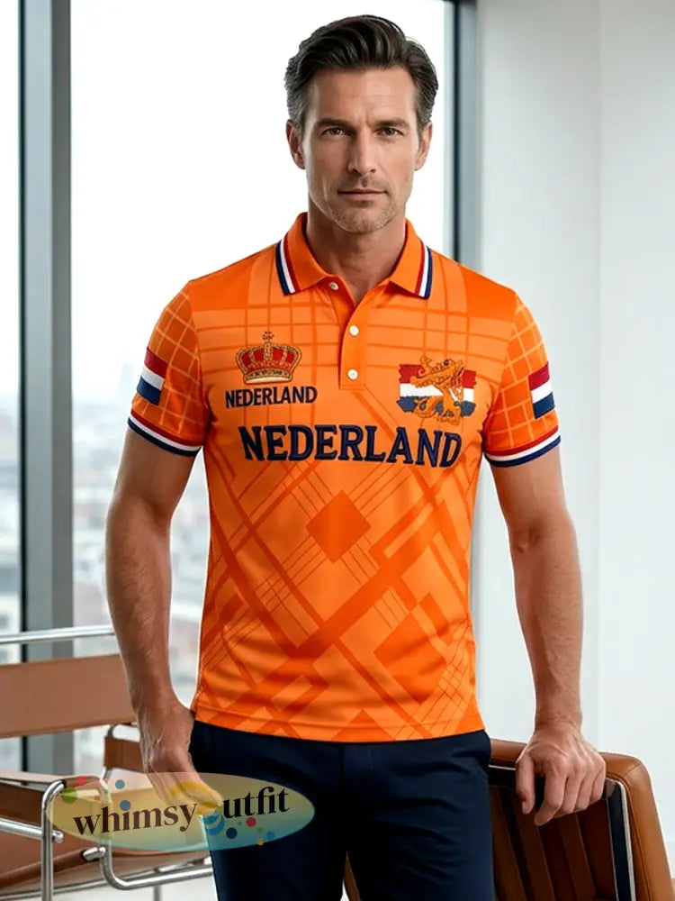 Herenpolo met koningsdagprint
