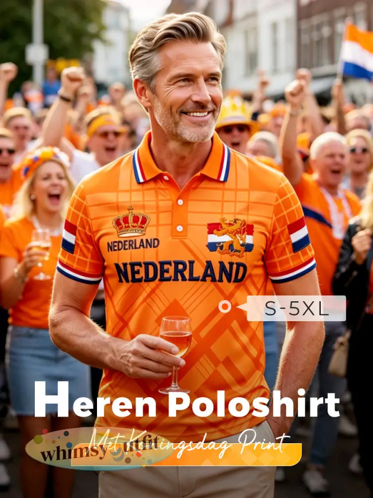 Herenpolo met koningsdagprint