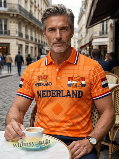 Herenpolo met koningsdagprint