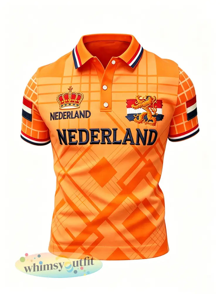 Herenpolo met koningsdagprint