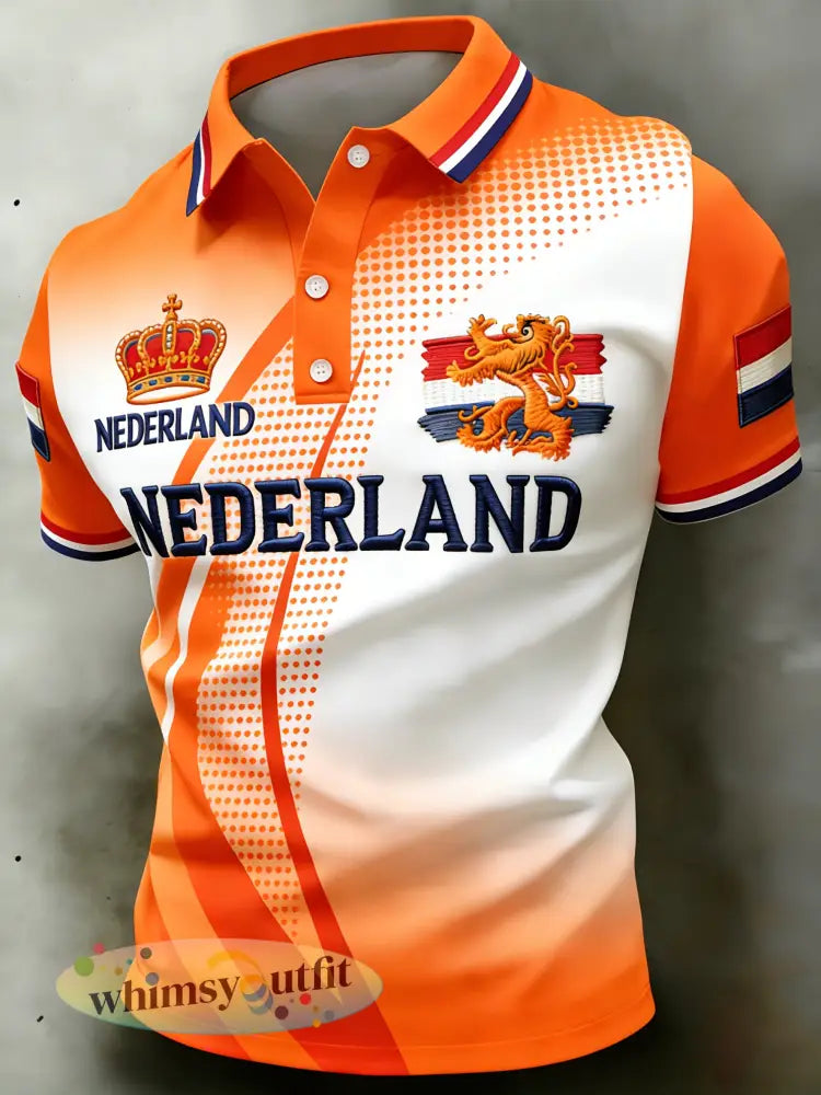 Herenpolo met koningsdagprint - A / S