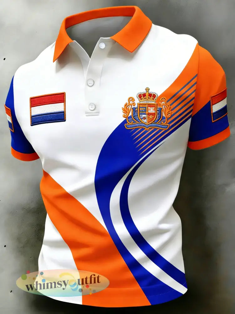 Herenpolo met koningsdagprint - A / S