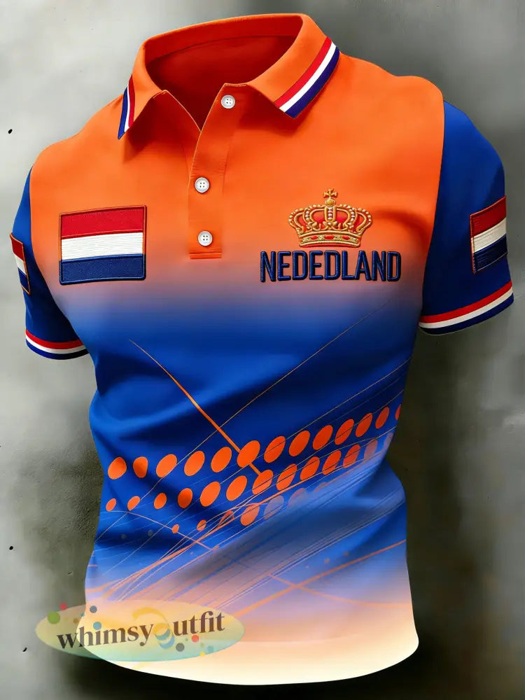 Herenpolo met koningsdagprint - A / S