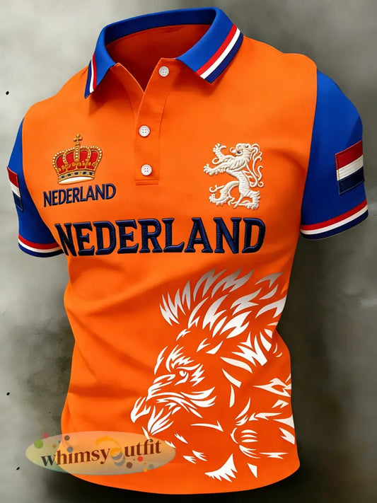 Herenpolo met koningsdagprint - A / S