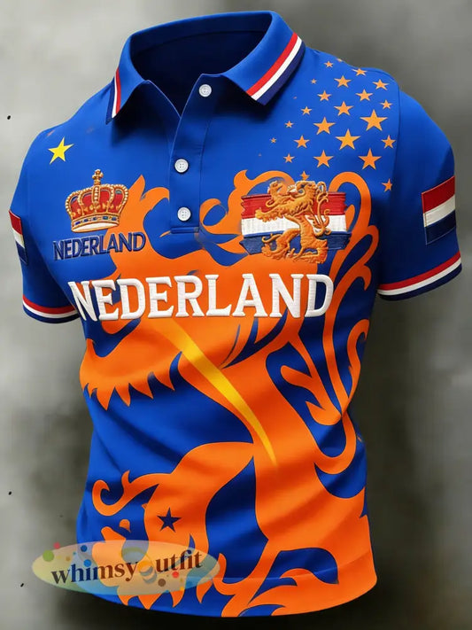 Herenpolo met koningsdagprint - A / S