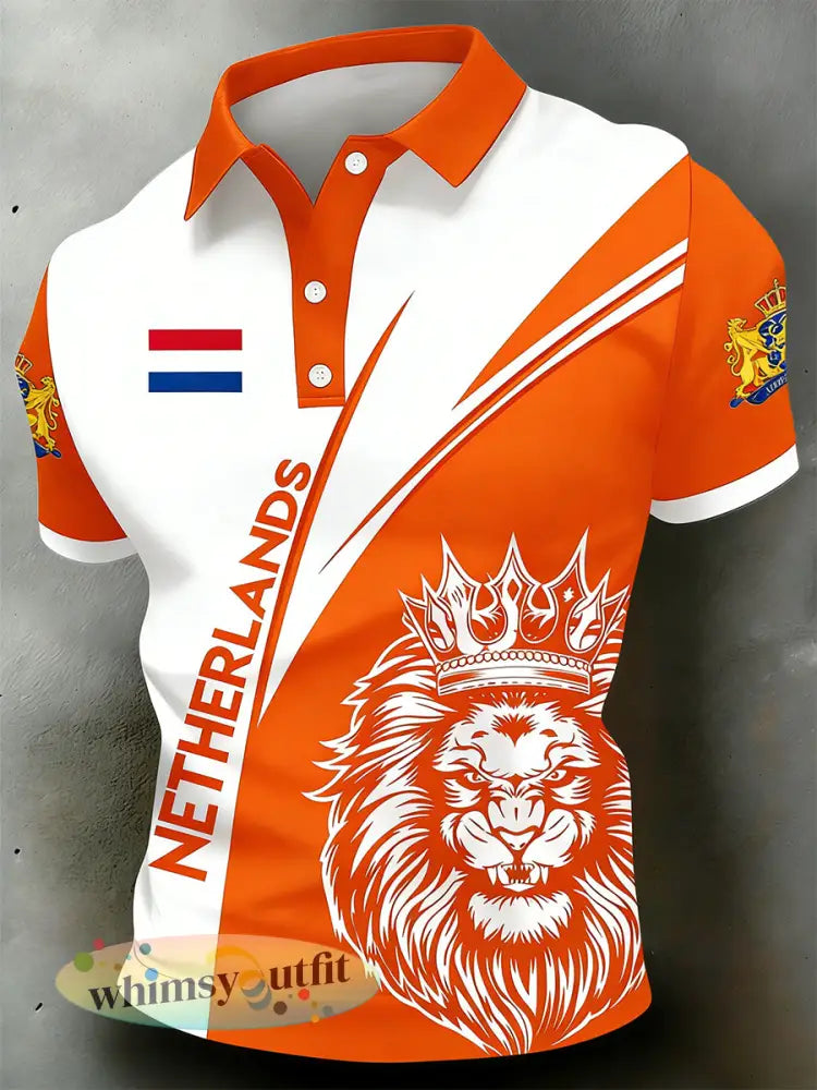 Herenpolo met Koningsdagprint - A / S