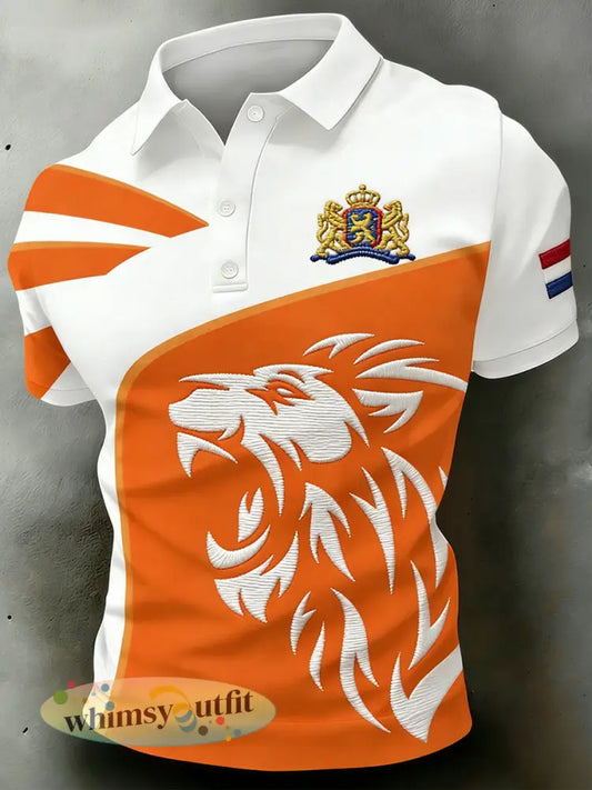 Herenpolo met Koningsdagprint - A / S