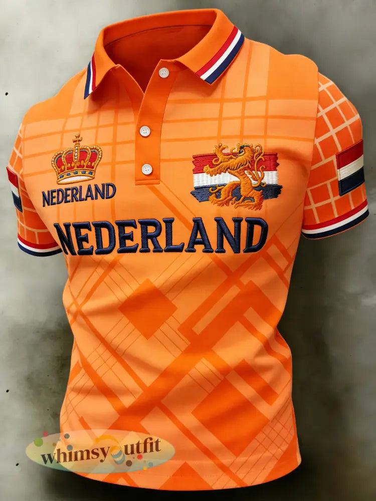 Herenpolo met koningsdagprint - A / S