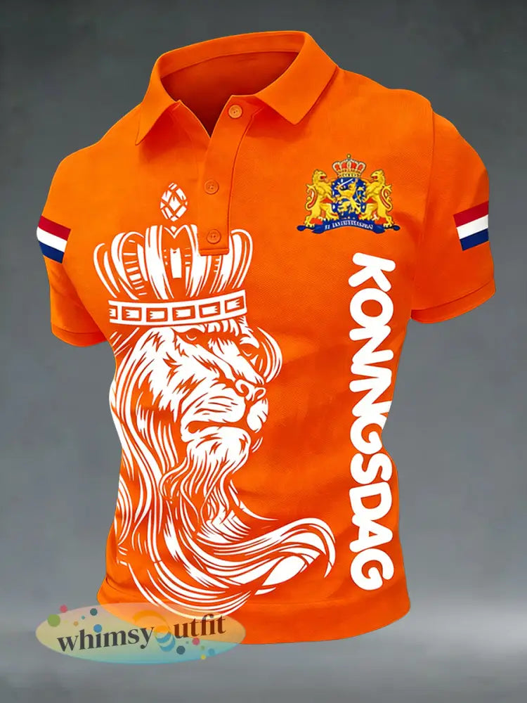 Herenpolo met Koningsdagprint - A / S