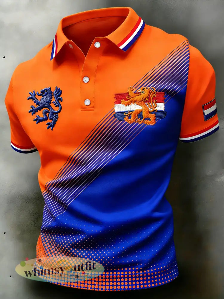 Herenpolo met koningsdagprint - A / S