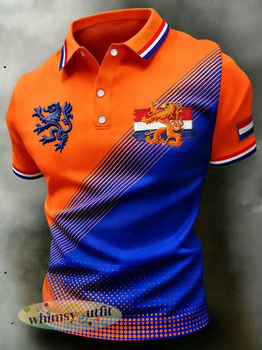 Herenpolo met koningsdagprint - A / S