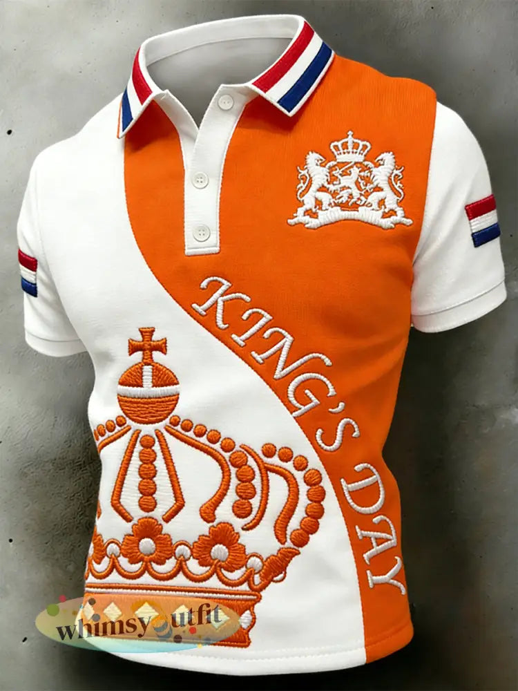 Herenpolo met Koningsdagprint - A / S