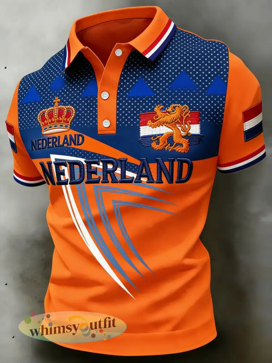Herenpolo met koningsdagprint - A / S