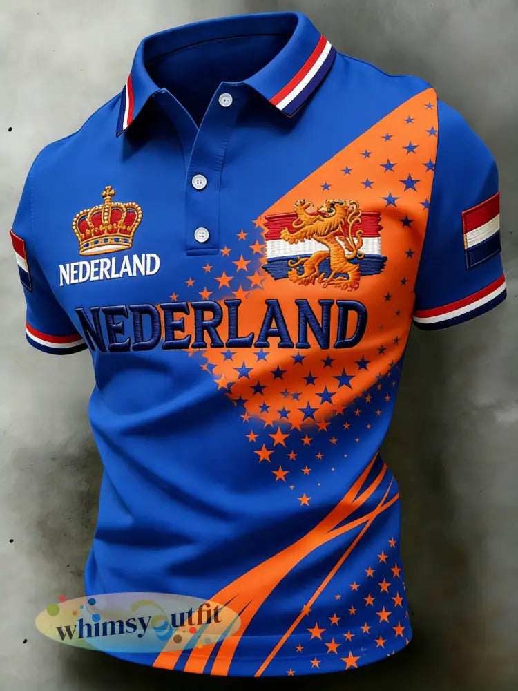 Herenpolo met koningsdagprint - A / S
