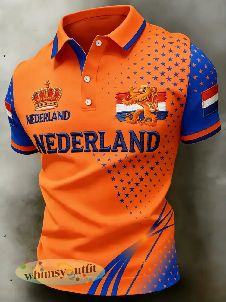 Herenpolo met koningsdagprint - A / S