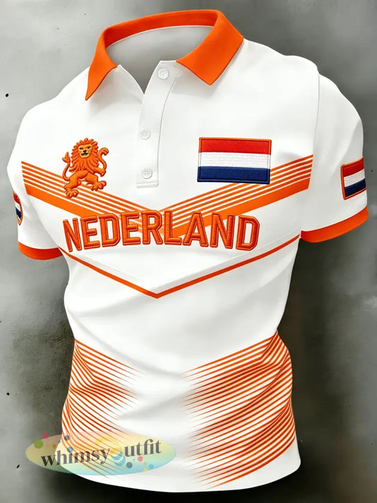 Herenpolo met koningsdagprint - A / S