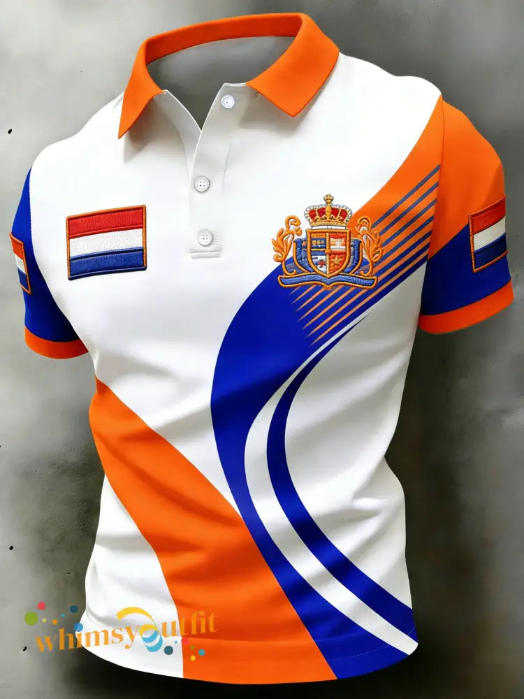Herenpolo met koningsdagprint - A / S