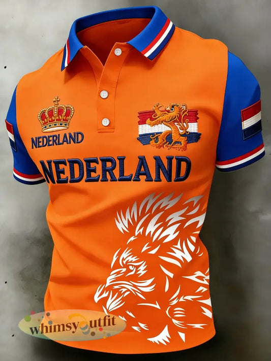 Herenpolo met koningsdagprint - A / S