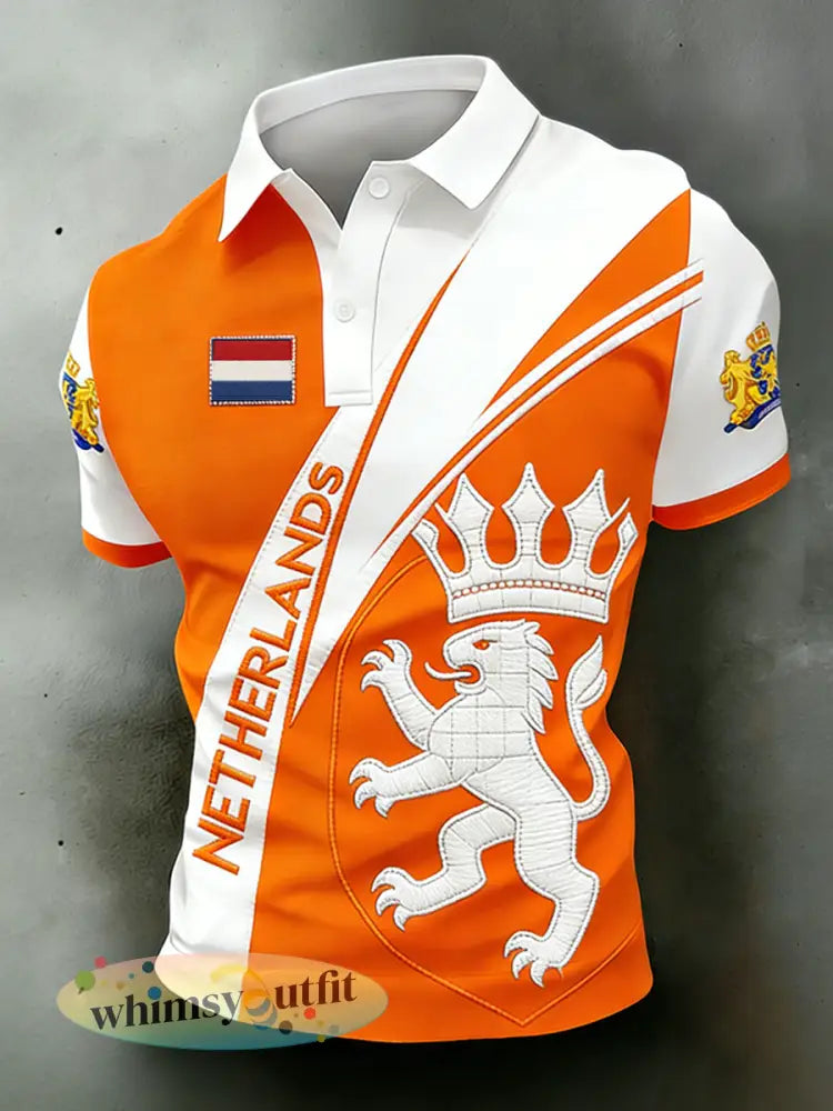 Herenpolo met Koningsdagprint - A / S