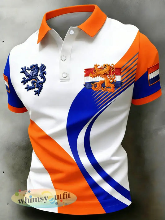 Herenpolo met koningsdagprint - A / S