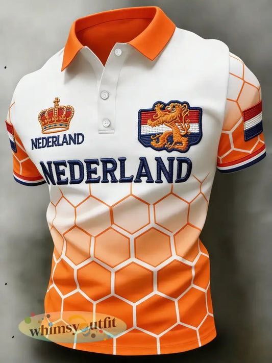 Herenpolo met koningsdagprint - A / S