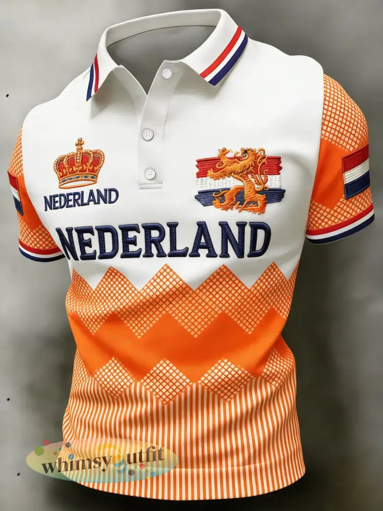 Herenpolo met koningsdagprint - A / S