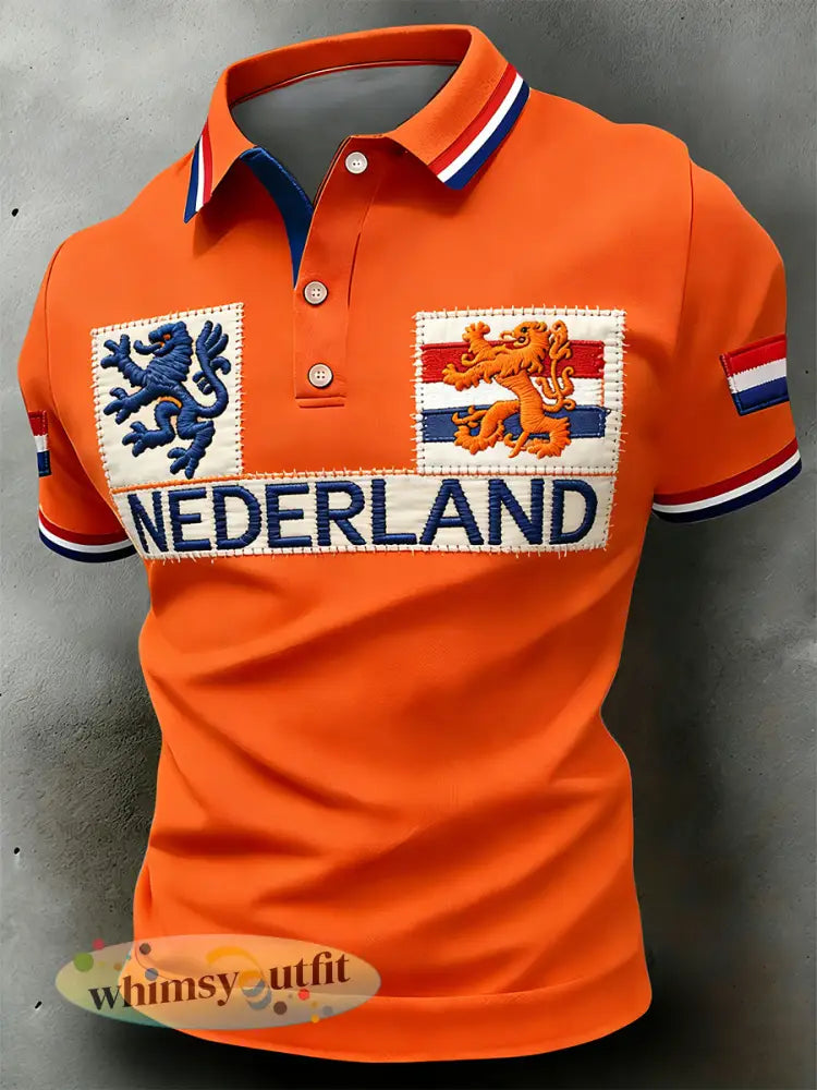 Herenpolo met Koningsdagprint - A / S