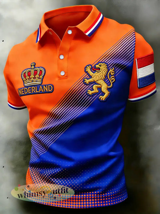 Herenpolo met koningsdagprint - A / S