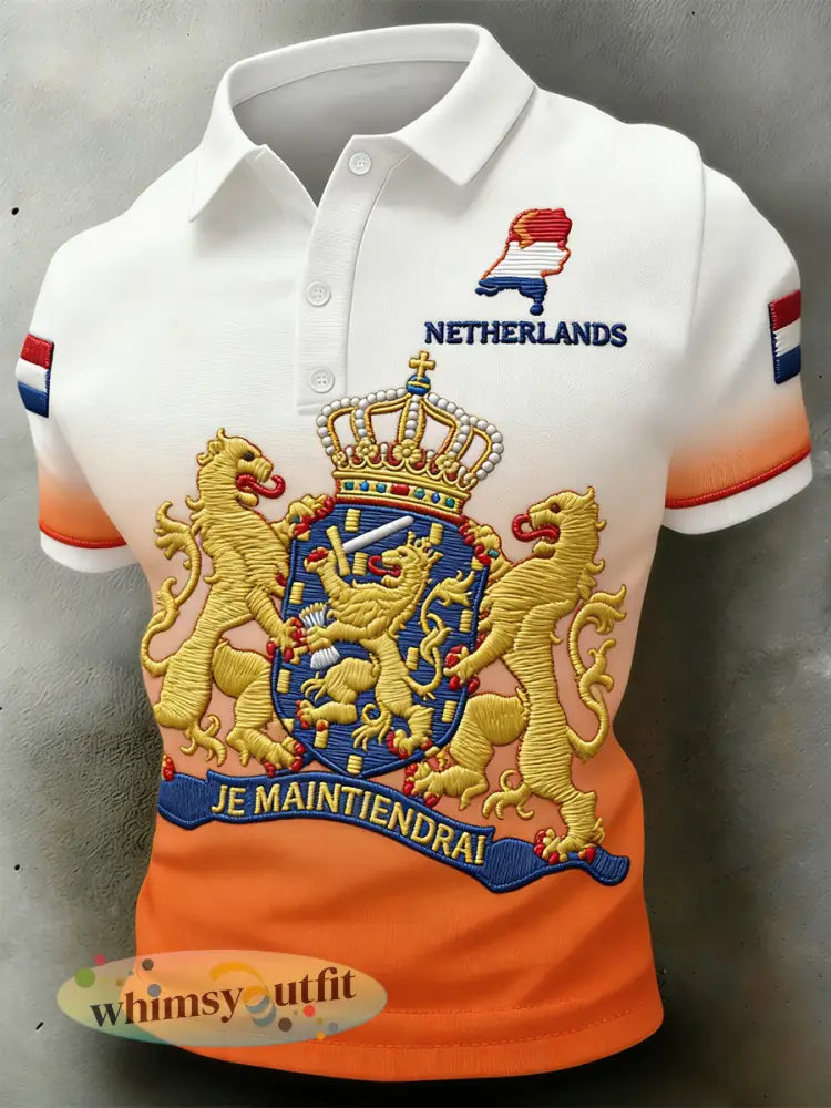 Herenpolo met Koningsdagprint - A / S