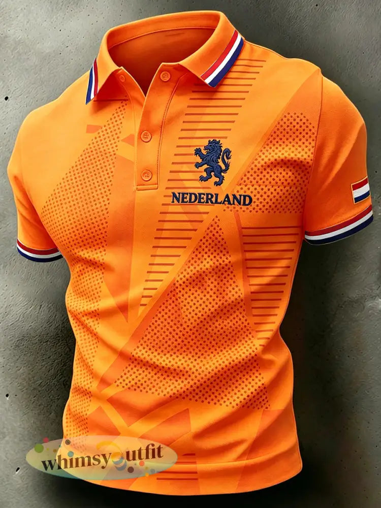 Herenpolo met korte mouwen en leeuwenmotiefprint - A / S