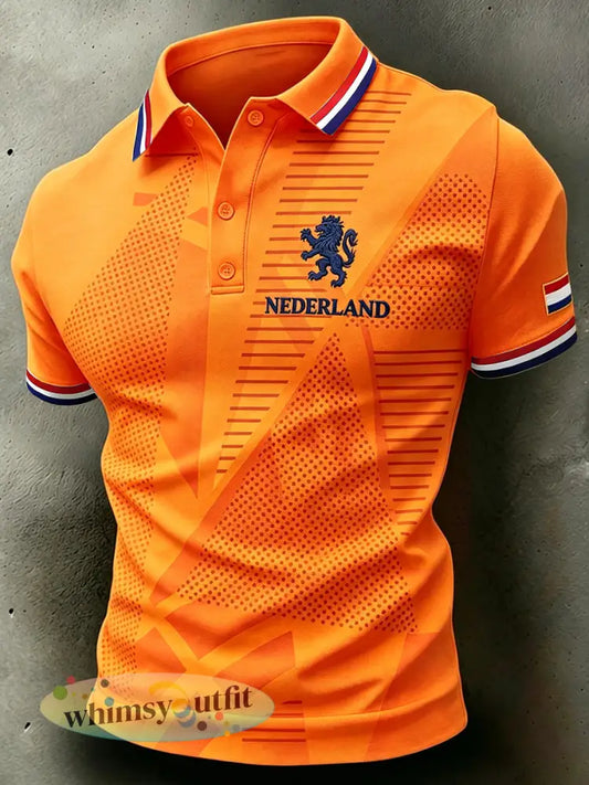 Herenpolo met korte mouwen en leeuwenmotiefprint - A / S