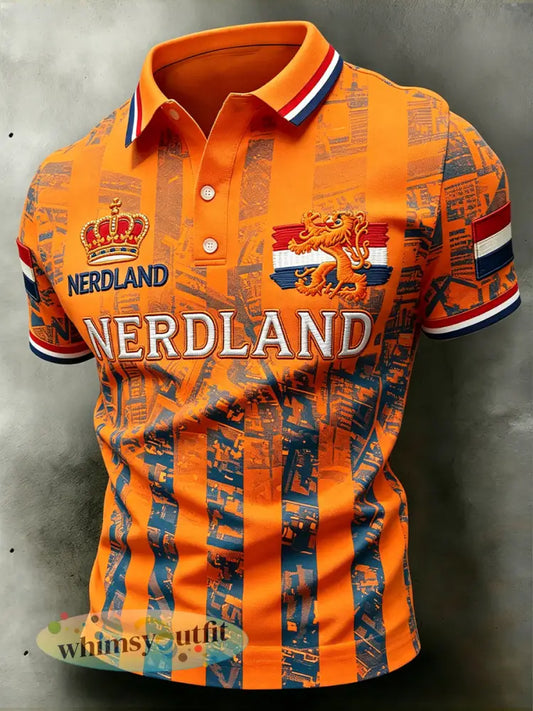 Herenpolo met korte mouwen en leeuwenmotiefprint - A / S
