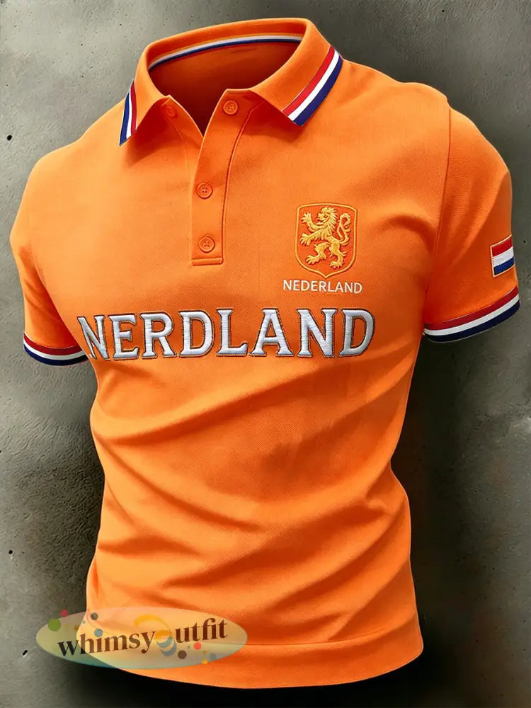 Herenpolo met korte mouwen en leeuwenmotiefprint - A / S