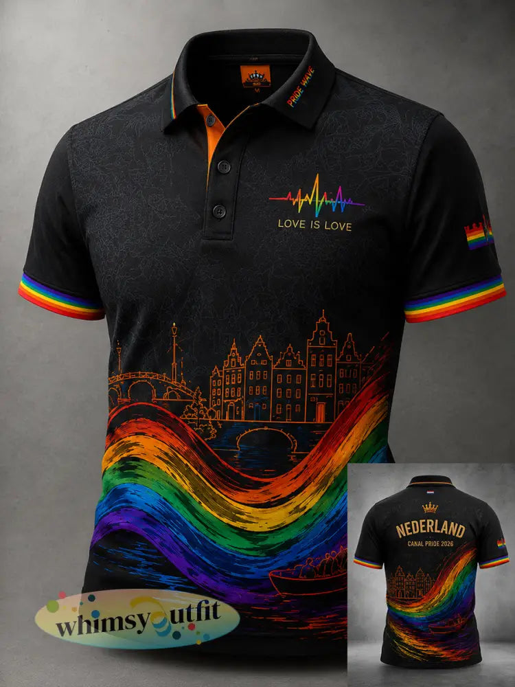 Herenpolo met korte mouwen en Lgbt-vrijheidsprint - A / S